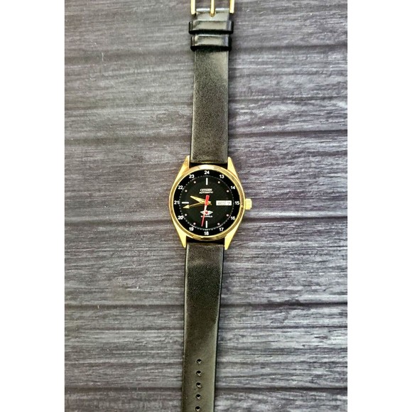 Rare Vintage Citizen Automatic Black Pattern 12-24hr Dial Watch 8200-4 Serviced - Picture 8 of 11